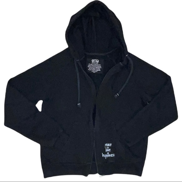 Peace Love World Women’s Black Zip-Up Hoodie Size Small - Picture 2 of 8